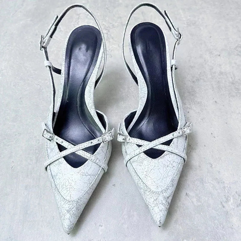 Sexy High Heels Pumps Shoes Pointed Toe Slingbacks Denim