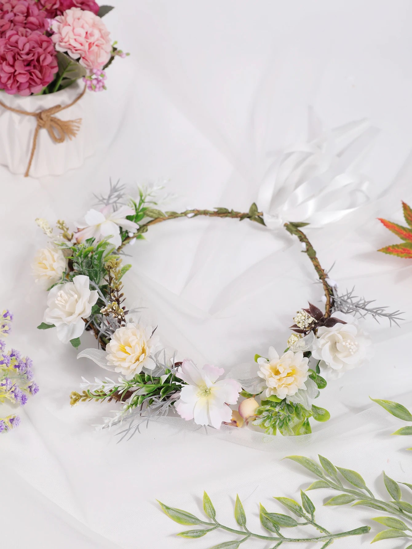 pastoral small fresh flower wreath hair hoop fairy rose flower flower headdress, retro antique style flower