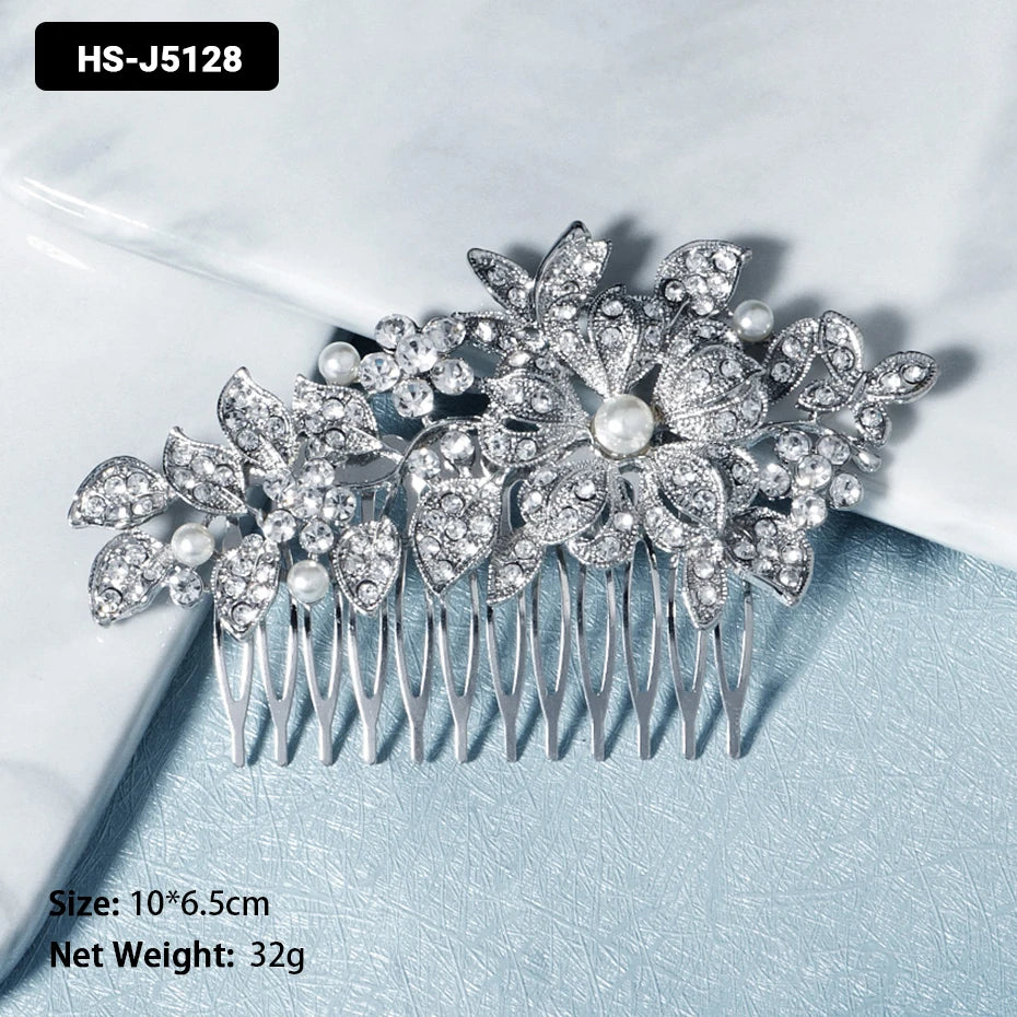 Silver Color Wedding Hair Combs Hairpins Crystal Rhinestone Bride Hair Accessories Women Bridal Hair Jewelry