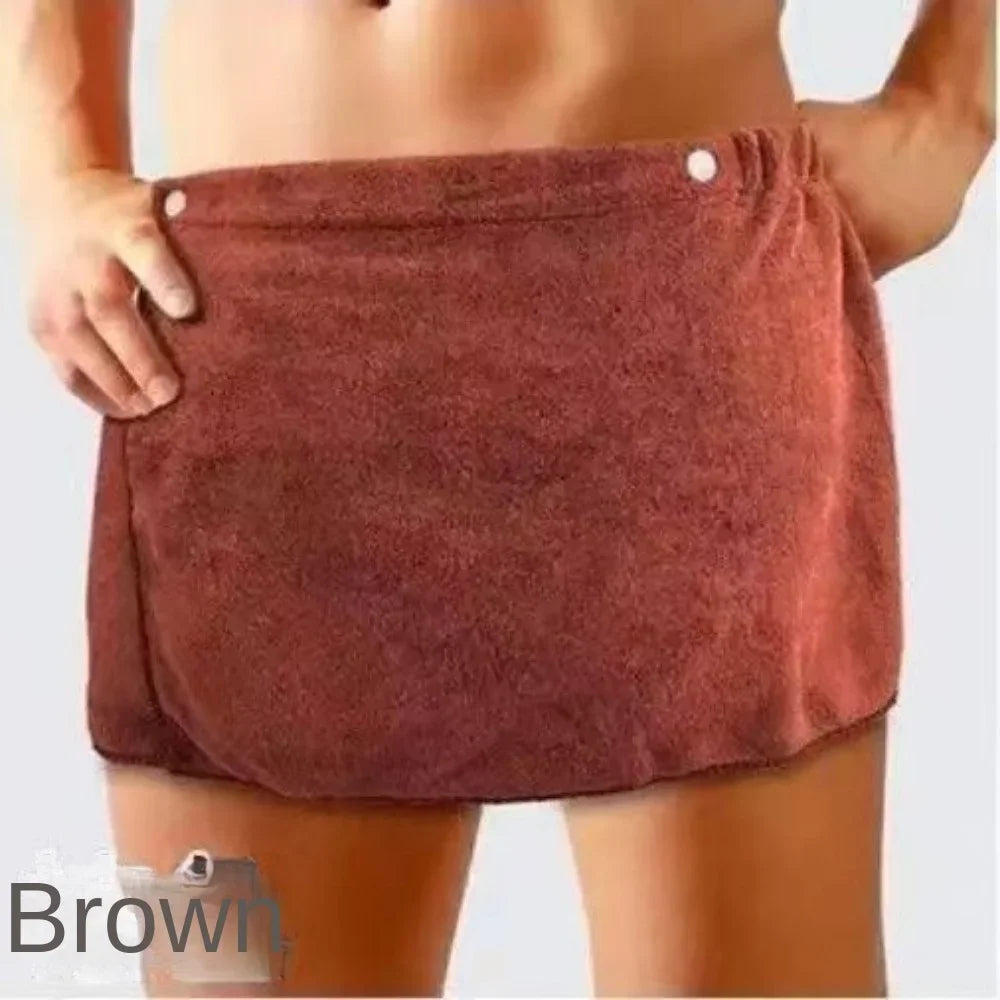 Sexy Sleep Bottoms Microfiber Pajamas Men Nightwear Short Towel Pants Side Split Bathrobe Soft Thick Men's Shower