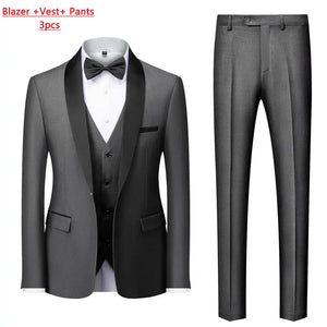 Men's Casual Business Have Smoking Suit High End Brand Boutique Fashion Blazer Vest Pants Groom Wedding Dress Party Suit