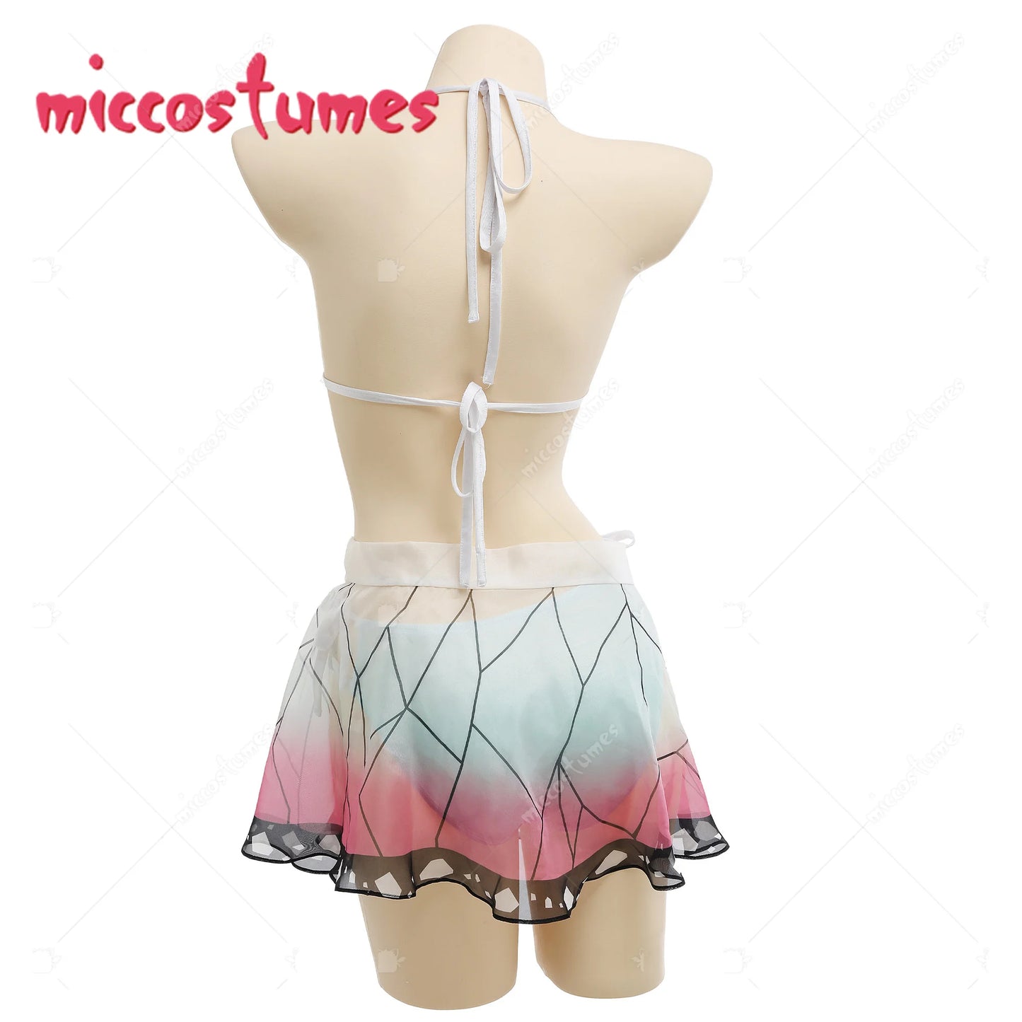 Two Piece Halter Neck Bikini Swimsuit  High Waist Swimwear Flounce Layered Bathing Suit