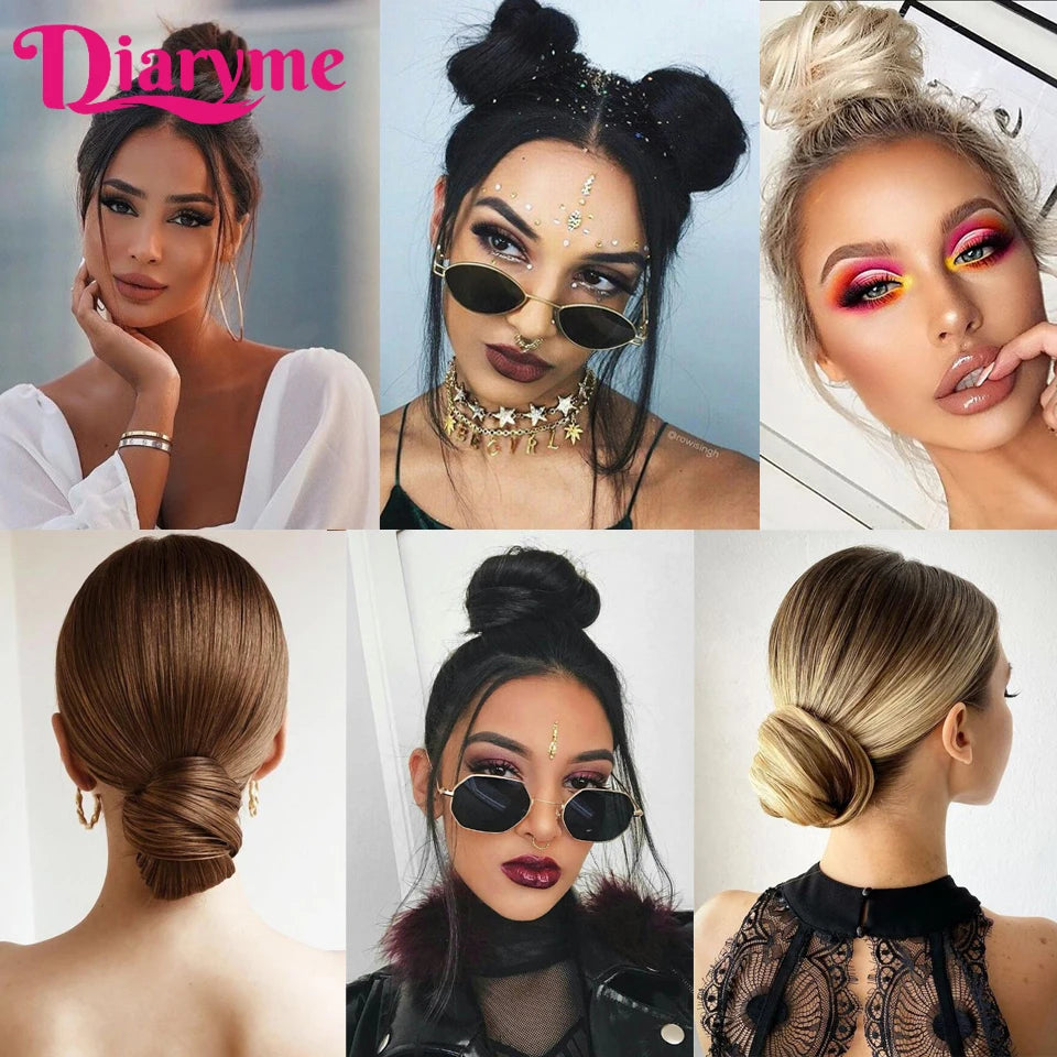 Synthetic Hair Bun Woman Straight Updo hair tie Elastic Rubber Band Chignon Hairpiece Extensions Hair Bands Natural Hairpiece