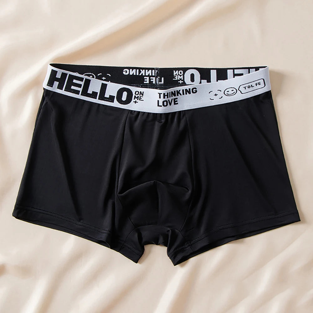 5pcs/lot Boxer Shorts Ice Silk Men's Underwear Summer Breathable Underpants U Convex Lingerie Breathable Sexy