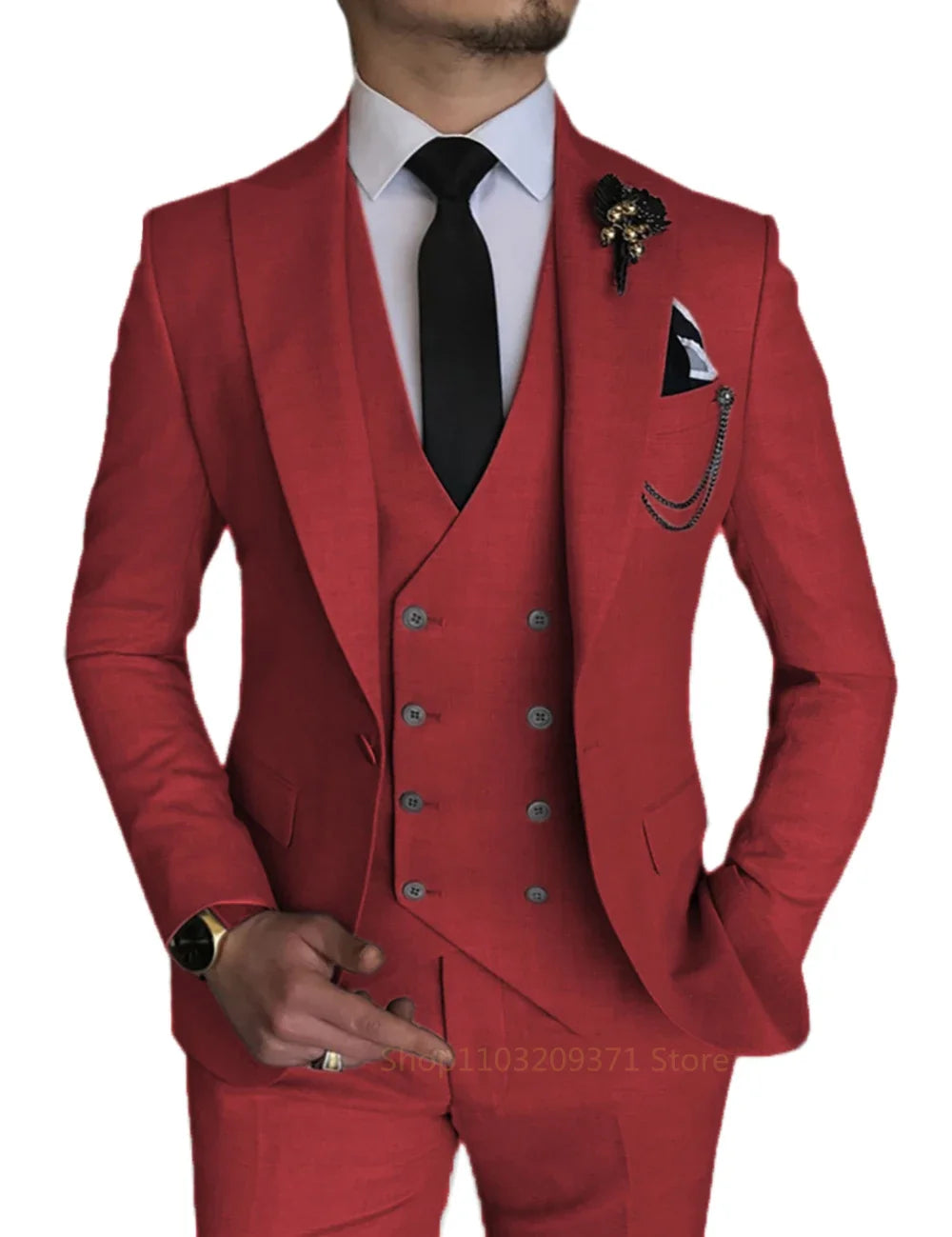 3 Piece Suits Men's Suits Wedding Wear Business Male Groom Wedding Dress Jacket Vest Pants Set Blazers Coat