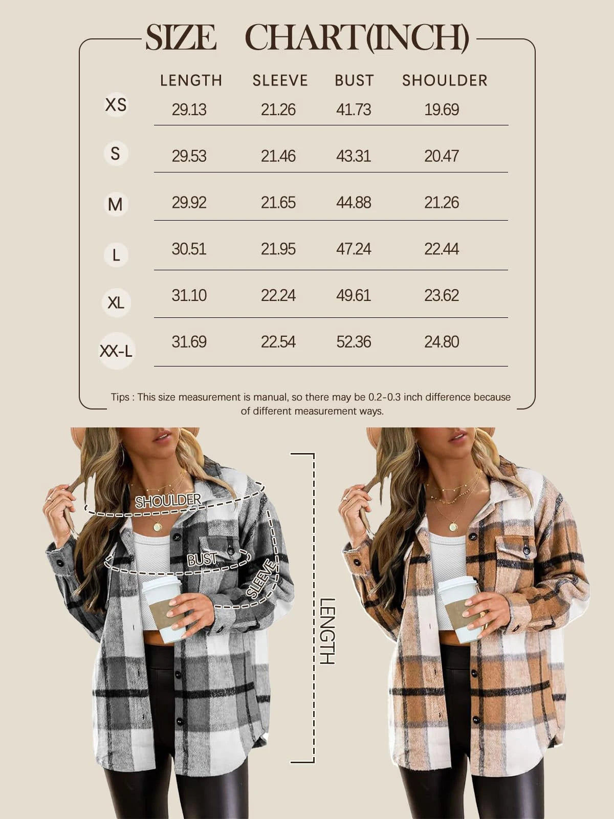 Flannel Plaid Button Down Long Sleeve Shirts Jackets