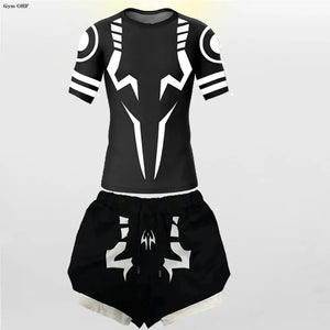 Jujutsu Kaisen Anime Compression T Shirt Suits Men's 2 In 1 Shorts Sport Running Jogging Gym Tracksuit Men Clothing Rashgard MMA