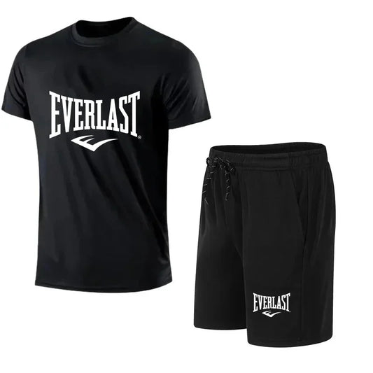 Summer Simplify Style Men's Sports Fashion Sets, Summer Leisure  Short Sleeve Tops + Shorts 2 Piece ,Outfit Outdoor Run Gym
