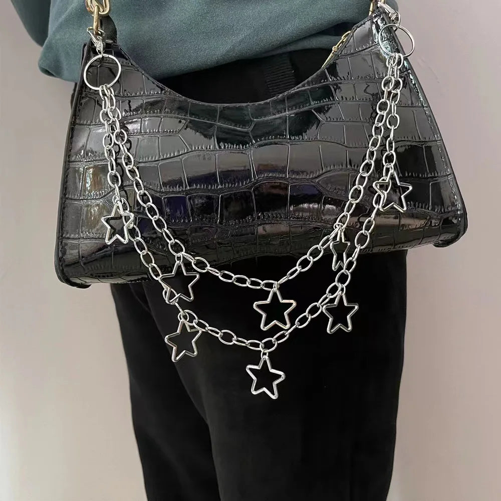 Star Double Layer Waist Chain  Decorative Pant Chain Jeans Trouser Chains Hip Hop Rock Chain Punk Retro Belt Chain