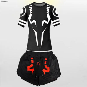 Jujutsu Kaisen Anime Compression T Shirt Suits Men's 2 In 1 Shorts Sport Running Jogging Gym Tracksuit Men Clothing Rashgard MMA