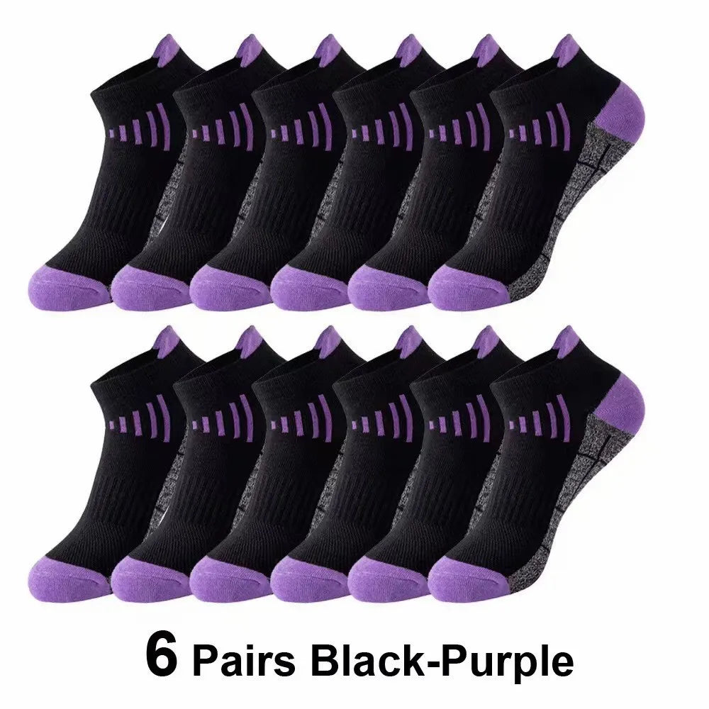 6 Pairs Neutral Knitted Odor Proof Sports Socks Fashionable Stripes Sweat Absorbing Breathable Couple Running Casual Socks
