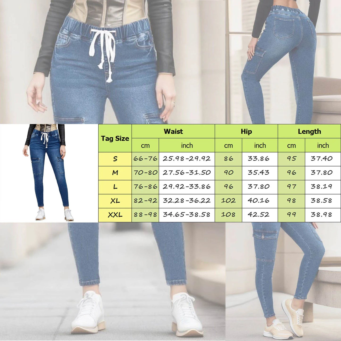 Elastic Skinny Jeans Slim Fit Pants For Women  Fashion Denim Pants Trousers
