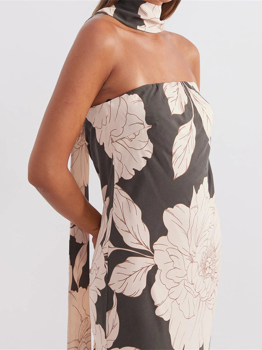 Elegant Off-Shoulder Maxi Dress with Ruffle Detail and Matching Belt for Women Perfect for Summer Parties and Events