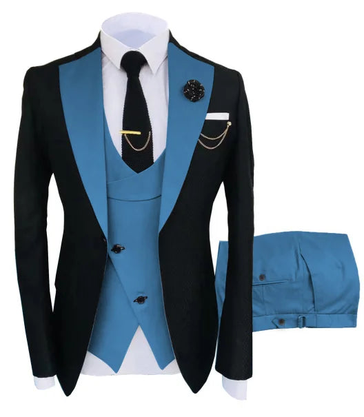 Popular Clothing Luxury Party Stage Men's Suit Groomsmen Regular Fit Tuxedo 3 Piece Set Jacket+Trousers+Vest