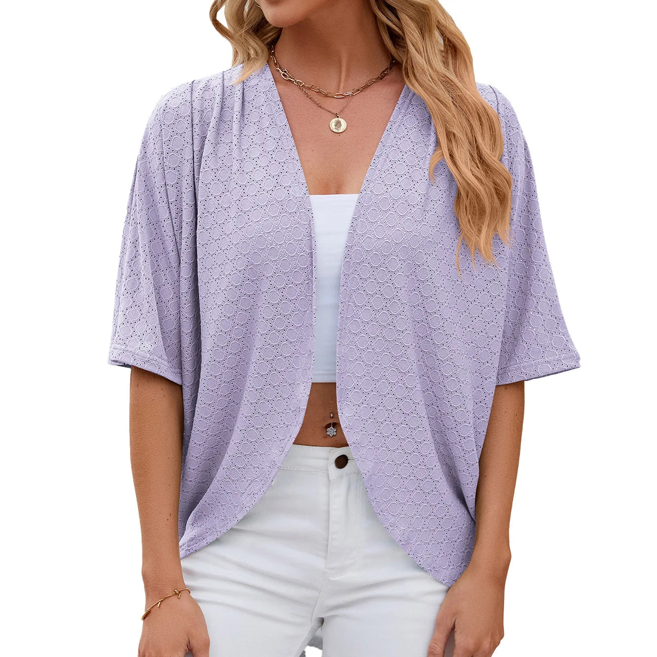 Elegant Women's Mid Sleeve Casual Loose Cardigan Fashion Ladies Outwear Women's Sunscreen Shirts Boho Tops