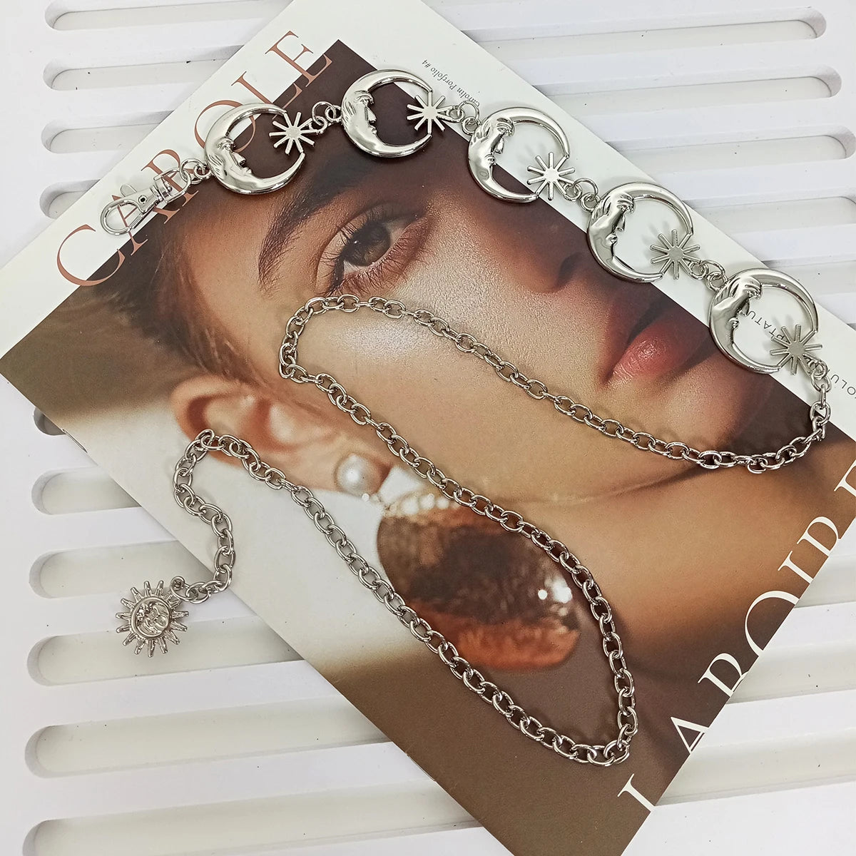 Punk Hip Hop Style All-match Waist chain sun Vintage Metal Womans Belt For Dress Moon High Waist Chain Belt for Women