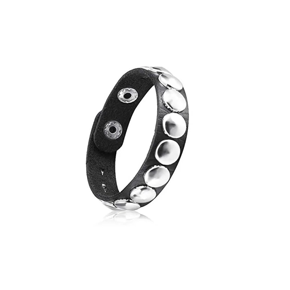 Punk Hip Hop Rock PU Leather Bracelet Unisex Trendy Chain Skull Pentagram Rivet Bracelet