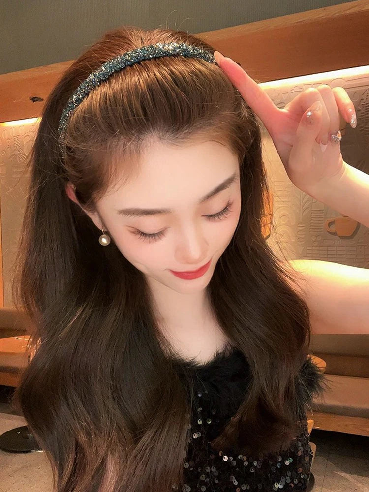 Luxury Non-slip Rhinestone Hair Hoops Bands Women Tooth Elastic Headbands For Women Shiny Hair Hoops Bezel Accessories