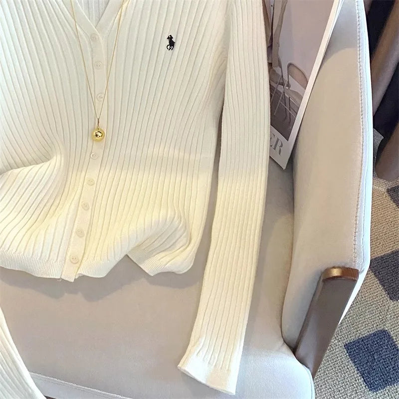 Fashion Knitted Tops Embroidery Long Sleeve Cardigans Sweaters Fashion Streetwear Lady Shirts