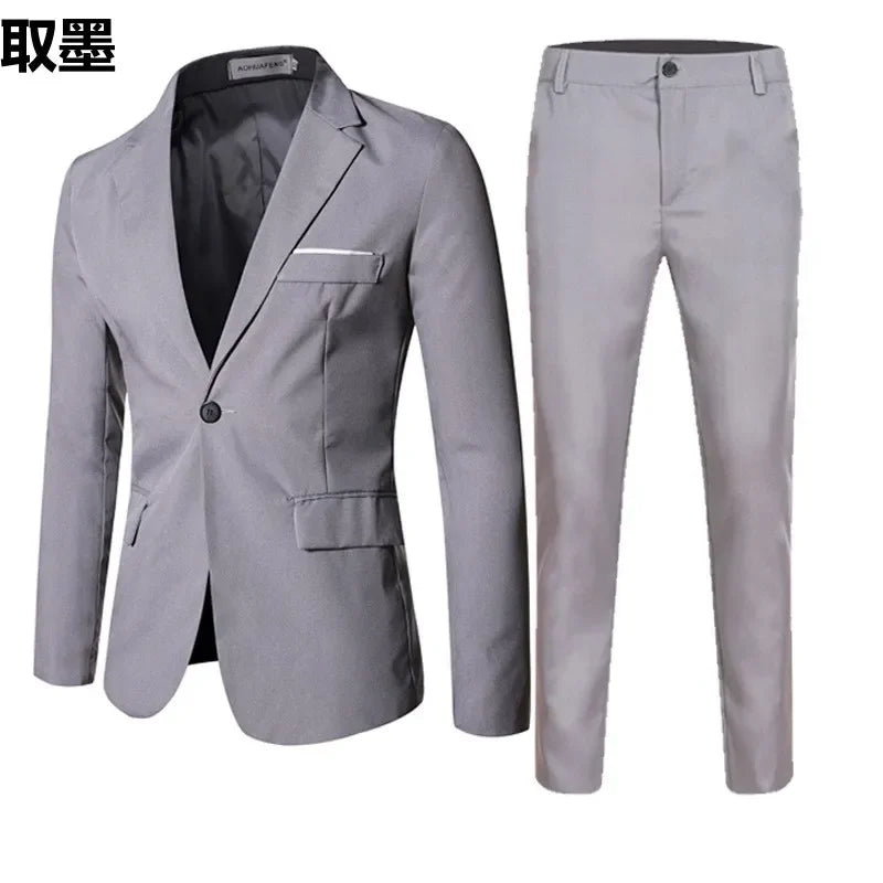 Fashionable Spring Autumn Western-style Suit For Men Casual  Popular Leisure  2-piece Set