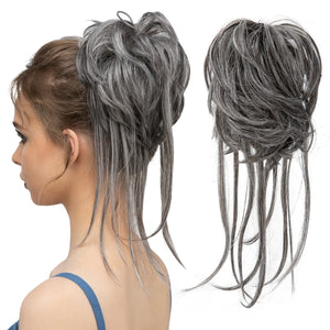 Synthetic Elastic Messy Bun Hairpieces Curly Scrunchie Black Blonde Brown Chignon Band Updo Donut For Women Natural Fake Hair