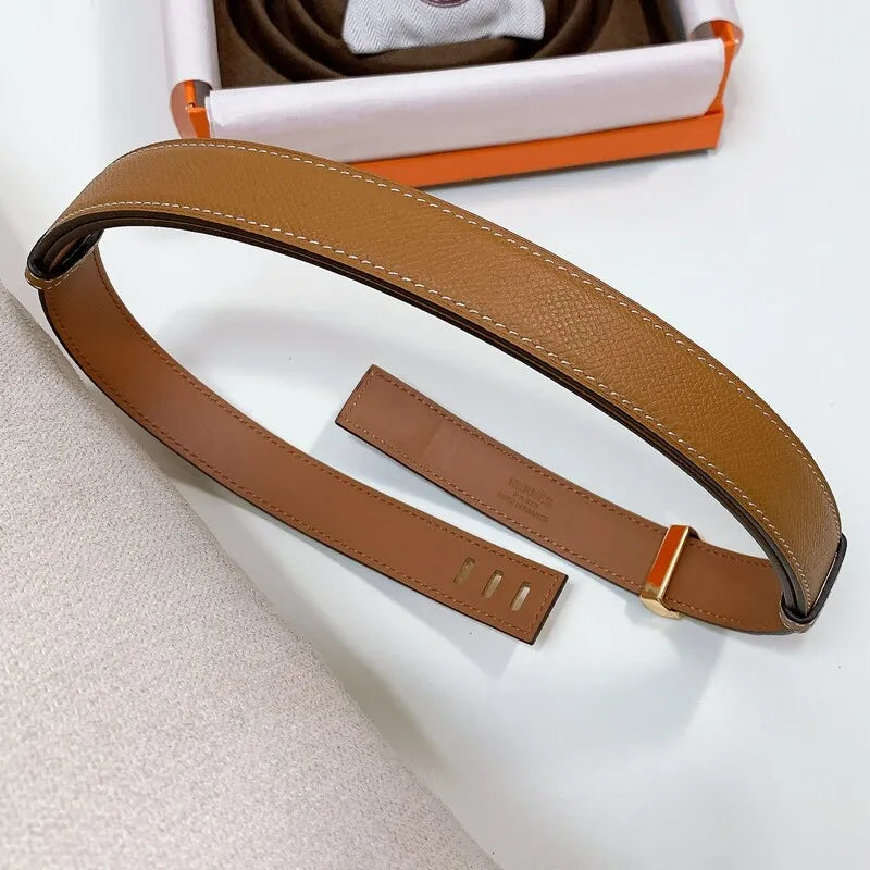 Leather adjustable belt Cross cowhide waist 2.5CM latched telescopic belt