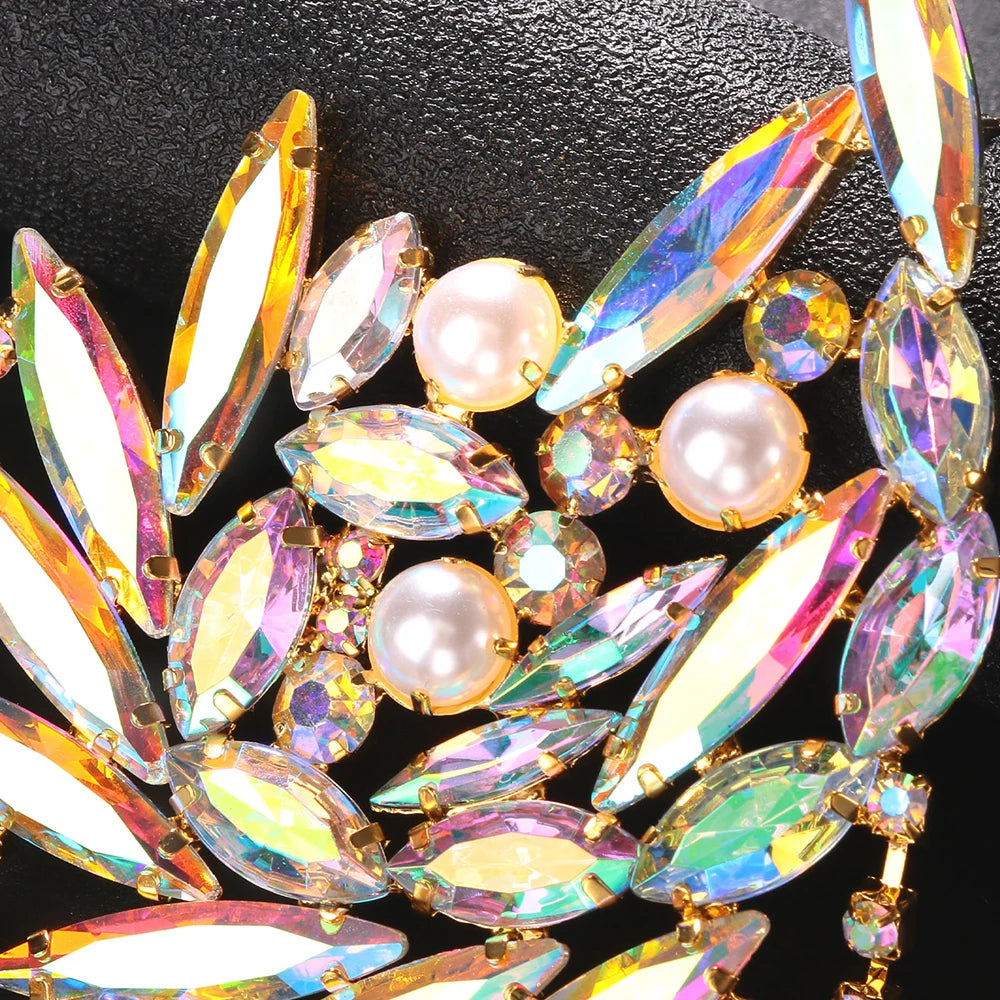 Imitation Pearl Tassel Earrings Fashion Statement Rhinestone Earrings Stud