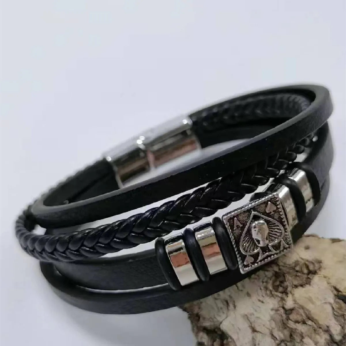 Tree Male Unique Design Trendy Vintage Cuff Men Bracelets PU Leather Bracelets Bangles for Men Jewelry