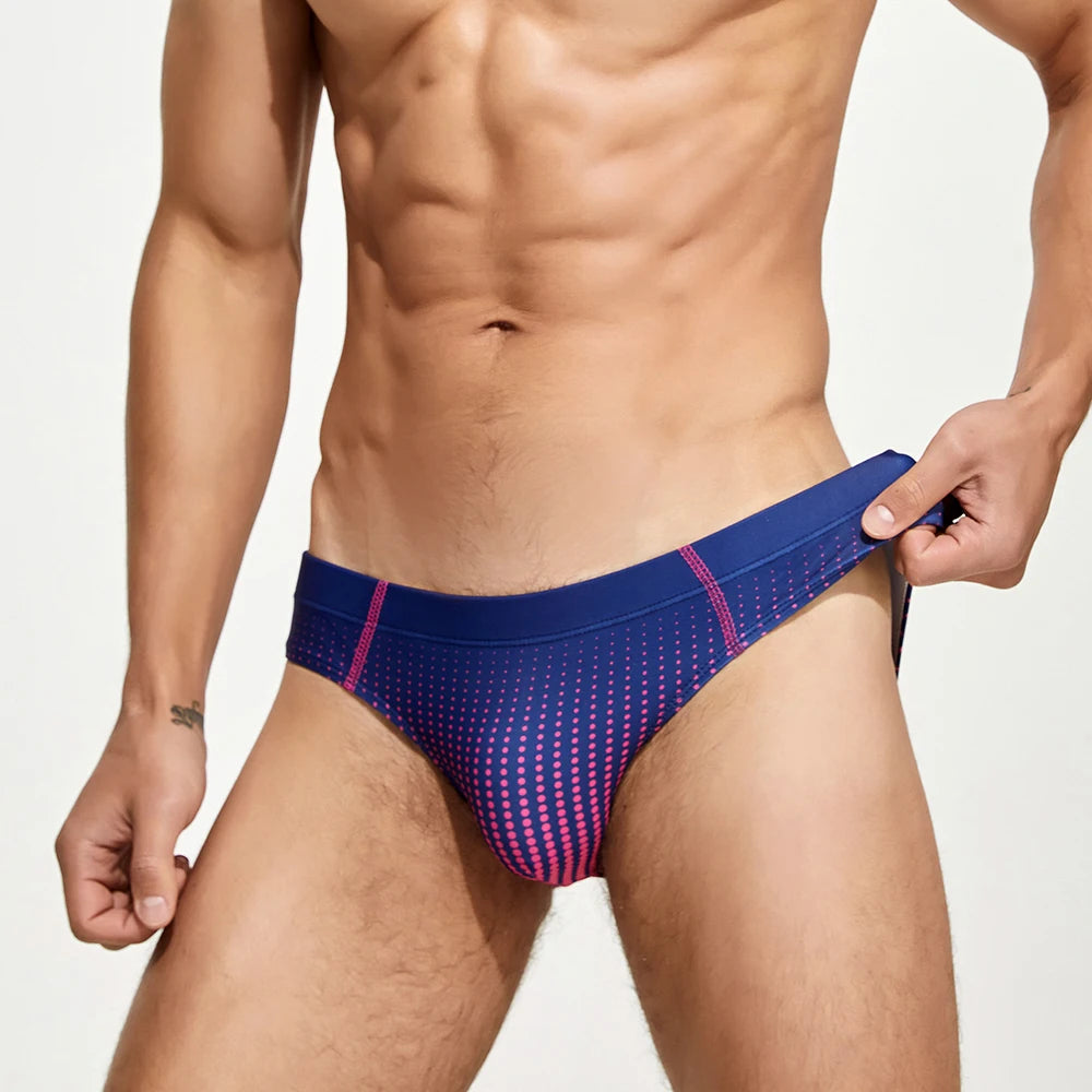 NEW MENS SWIM BRIEFS TRUNKS GRADIENT COLOR SWIM BIKINI