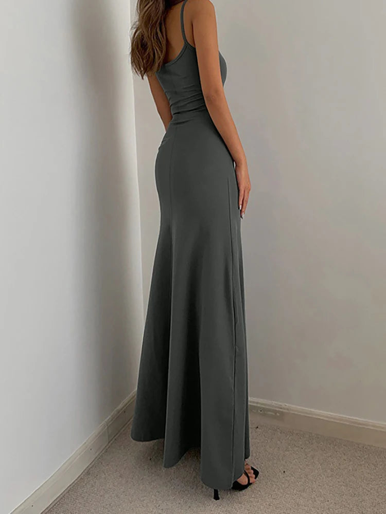 Summer Women's Fashion Simple  Suspender Long Backless Slim Waisted Sexy Sweet And Spicy Casual Dresses