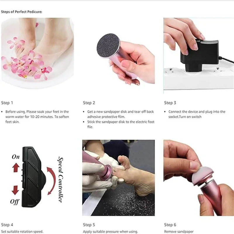 Electronic foot file pedicure sander for removing dead skin, electric callus remover