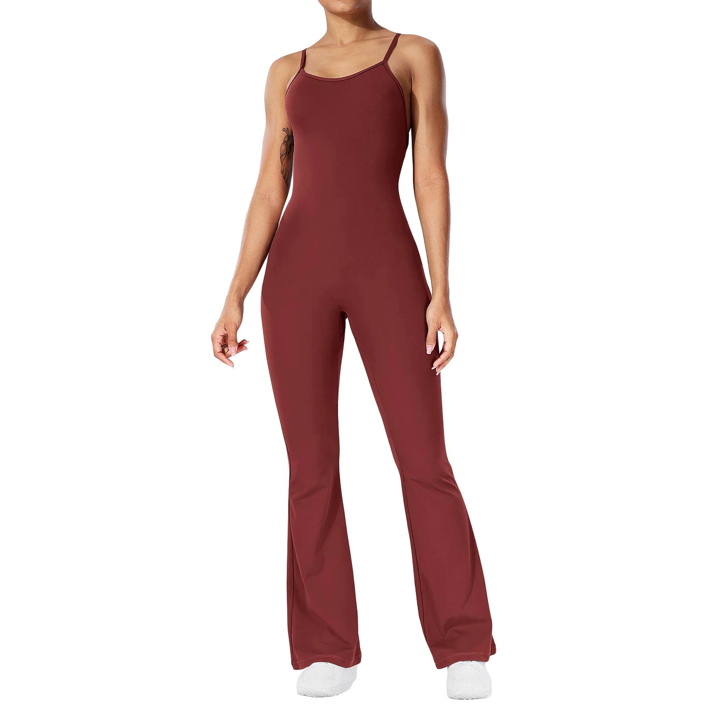 Elegant V-Neck Sleeveless Jumpsuits Women High Waist Wide Leg Pants  Backless Cross Strap