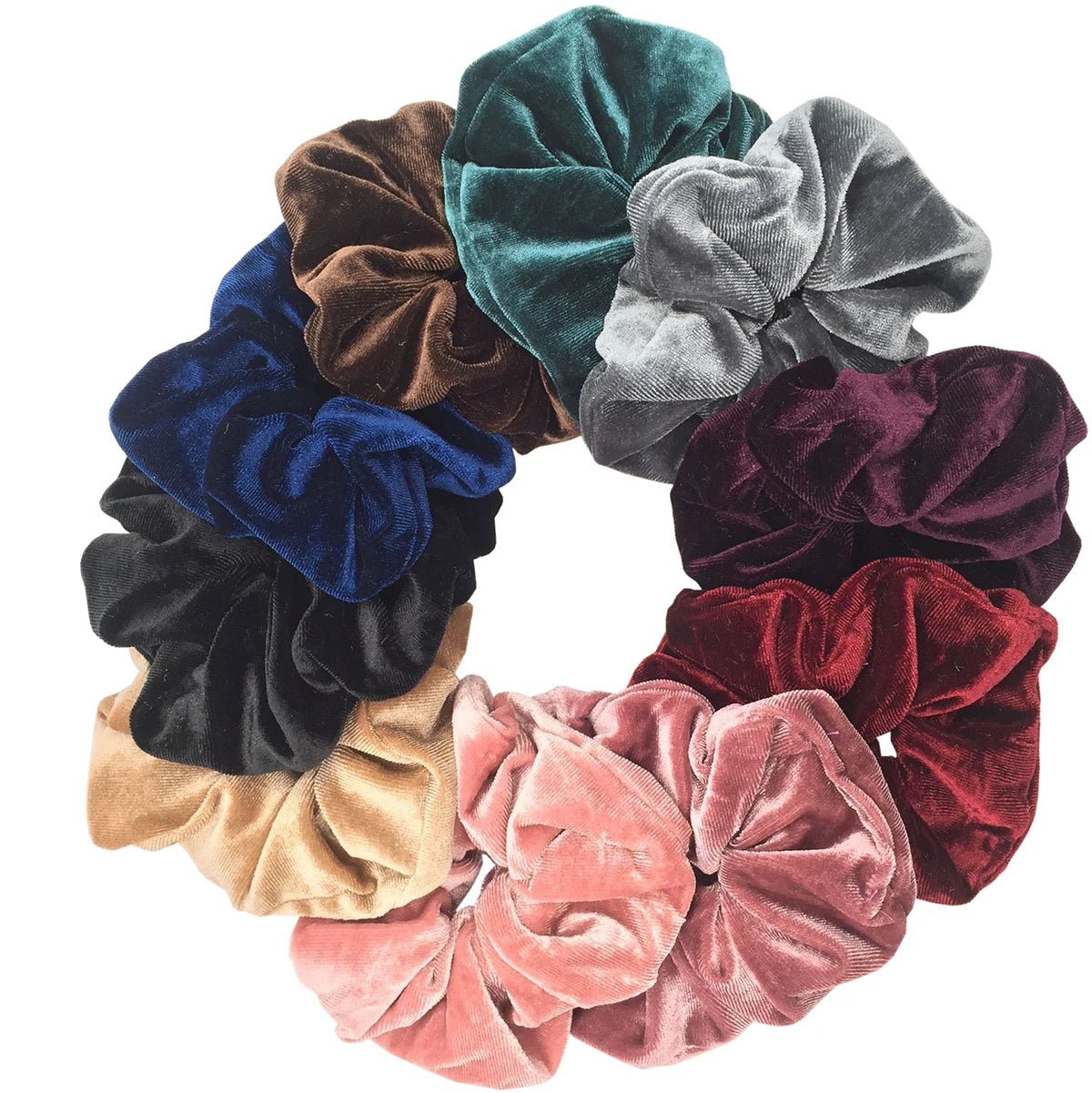 10/6/1pc hair scrunchies headband women ties velvet solid color Black set pack