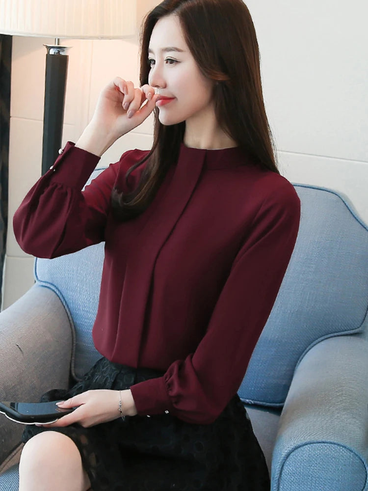 Long Sleeve Casual Chiffon Blouse  Office