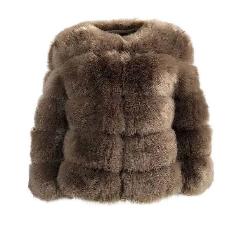 Faux Fur Coat Fashion Faux Fox Fur Fluffy Jacket High Quality