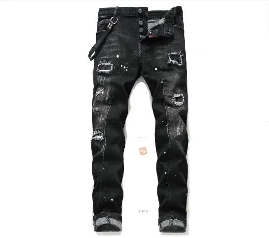 Skinny Denim Jeans Holes Jeans Italian Style Stretch Ripped Denim Pants Quality Denim Trousers