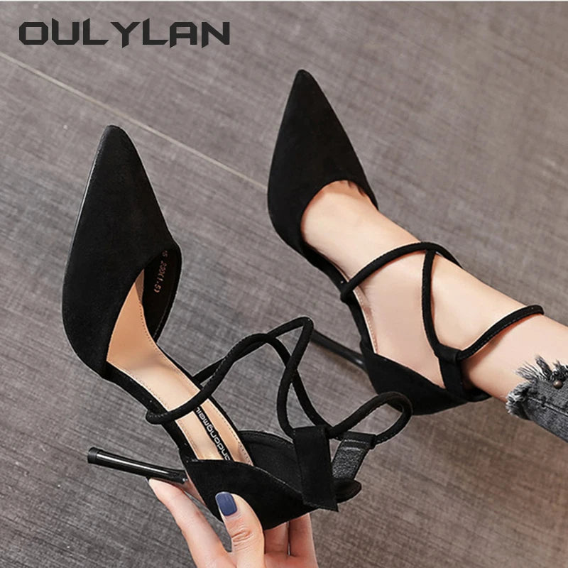 Four Seasons  Suede High Heels  Pointed Stiletto Fashion