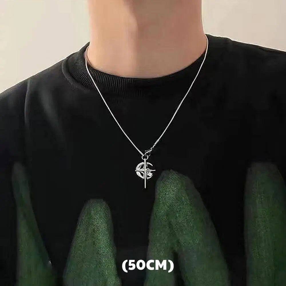 Zircon Double Layer Necklace For Men Women Trend Charm Titanium Steel Pendant Chain Unisex Jewelry