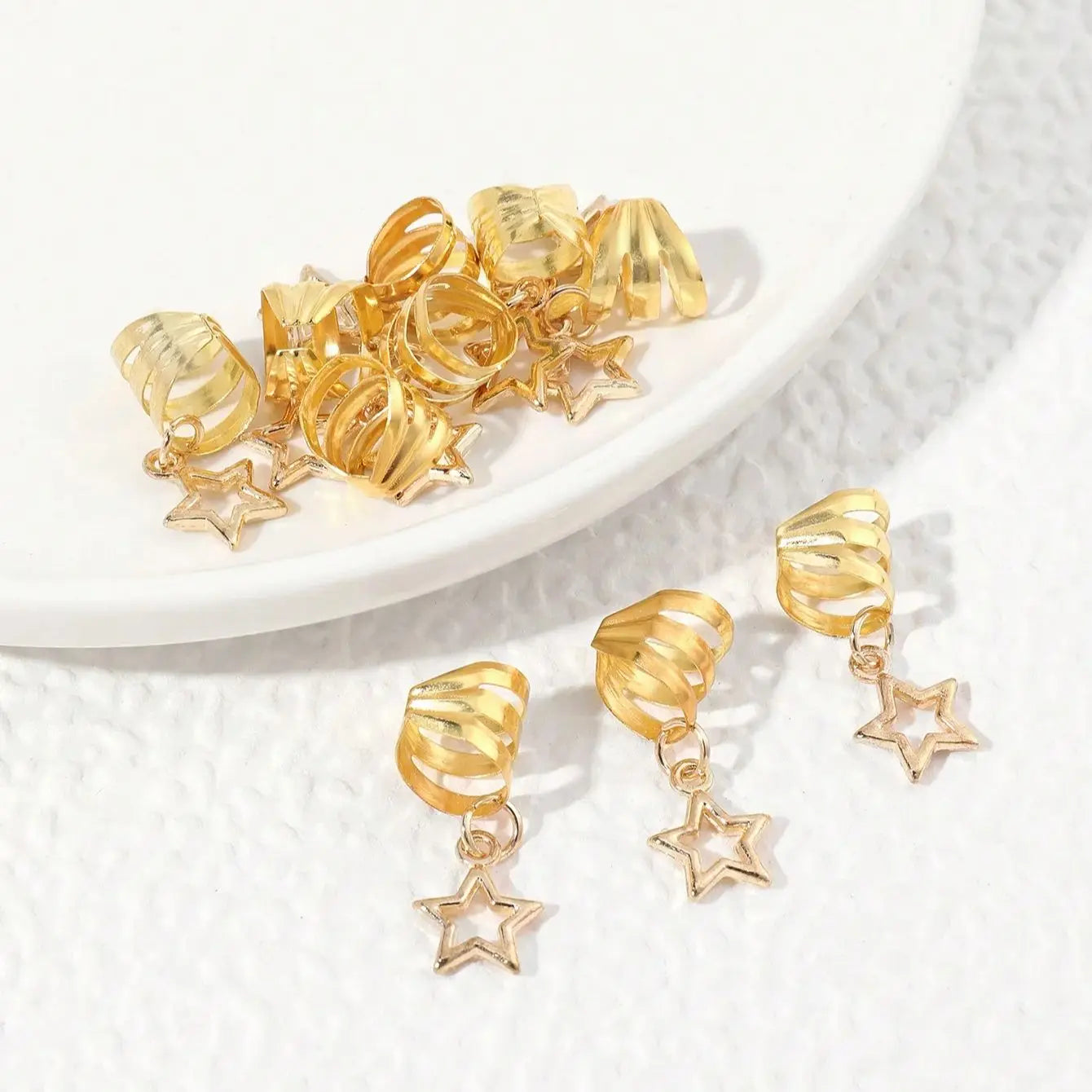 10pcs/set Star shape Metal Hair Ring, Dreadlocks Beads Hair Braid Pendant Hair Accessories Metal Cuffs Decoration/Accessories