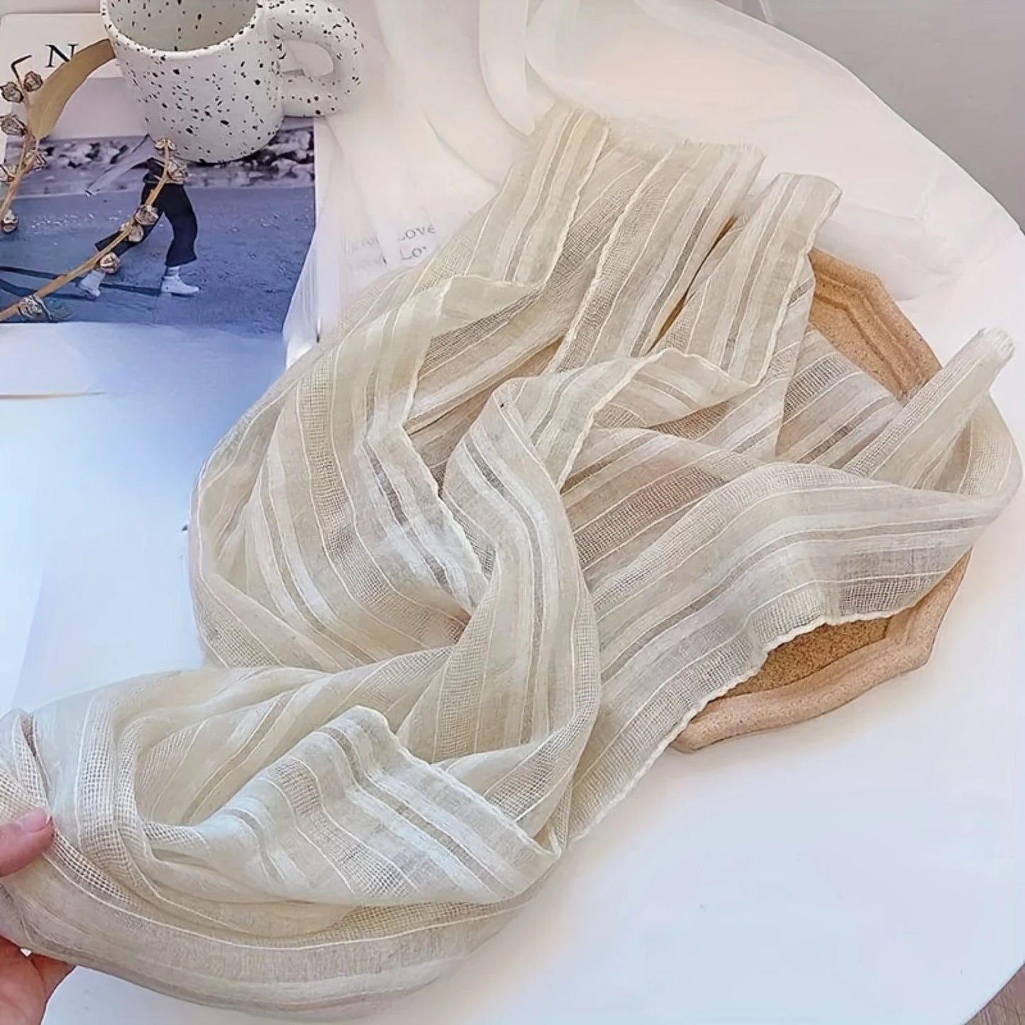 Versatile Women's Thin Breathable Gauze Scarf: Solid Color Sunscreen Shawl, Spring Summer Windproof Style