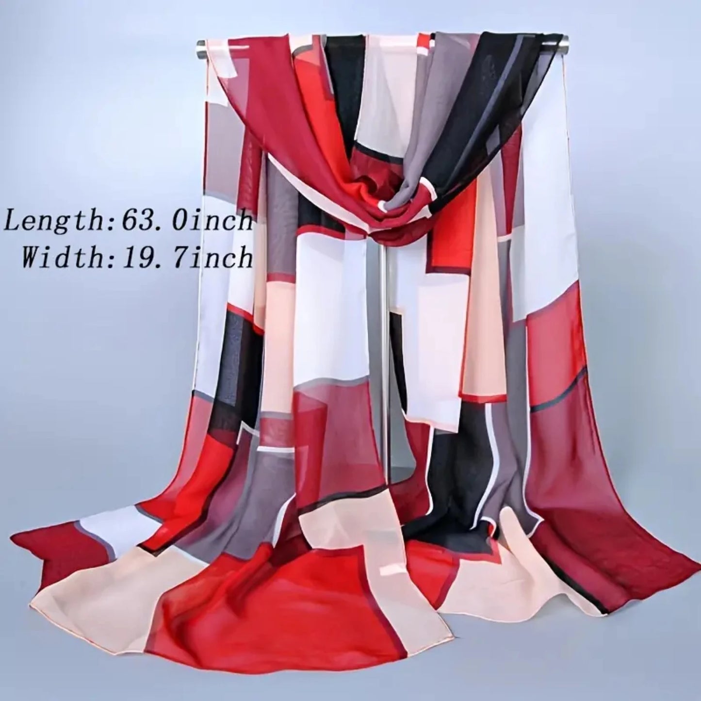 Elegant Geometric Square Thin Chiffon Scarf Fashion Shawl - Versatile and Stylish Accessory