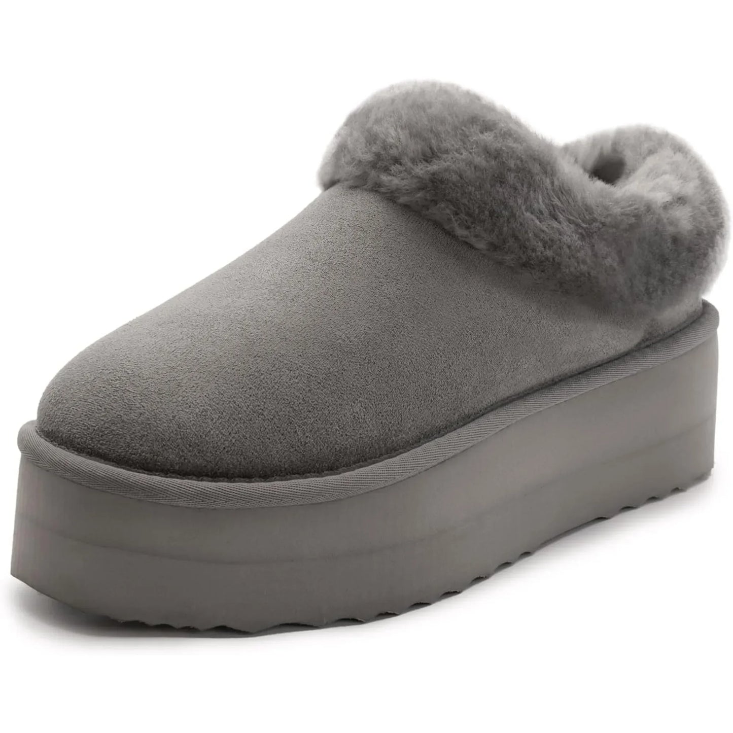 Platform Slippers Fluffy House Slippers For Indoor And Outdoor Short Ankle Boot Fur Lined Clog Slippers