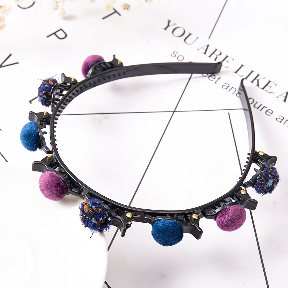 Double Layer Bands Clip Hairbands Fashion Plastic Braided Headband Knitting Women's Headwear Hair Accessories Pearl