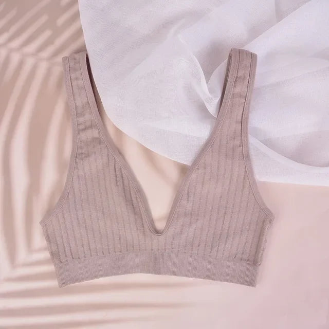 Deep V neck Bra Seamless Bras Wire Free Unlined Low Back