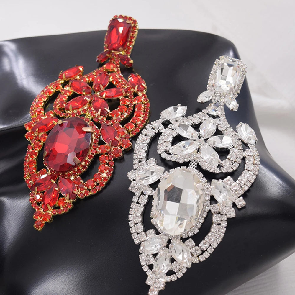 Rhinestone Flower Earrings  Trending Luxury  Accessories Statement Dangle Earrings Large Jewelry