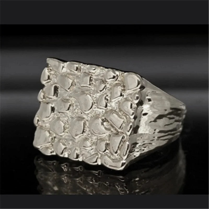 Jewelry Hollowed-out Ring Electroplating Protection Wear Resistant Men's Ring Personality Uneven Bumpy Rings