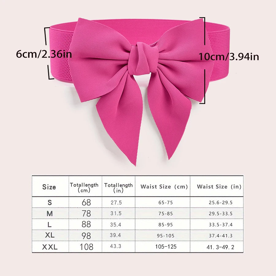 Women Stretch Waist Belt Straps Elegant Wide Side Waistband Large Bow Elastic Belts