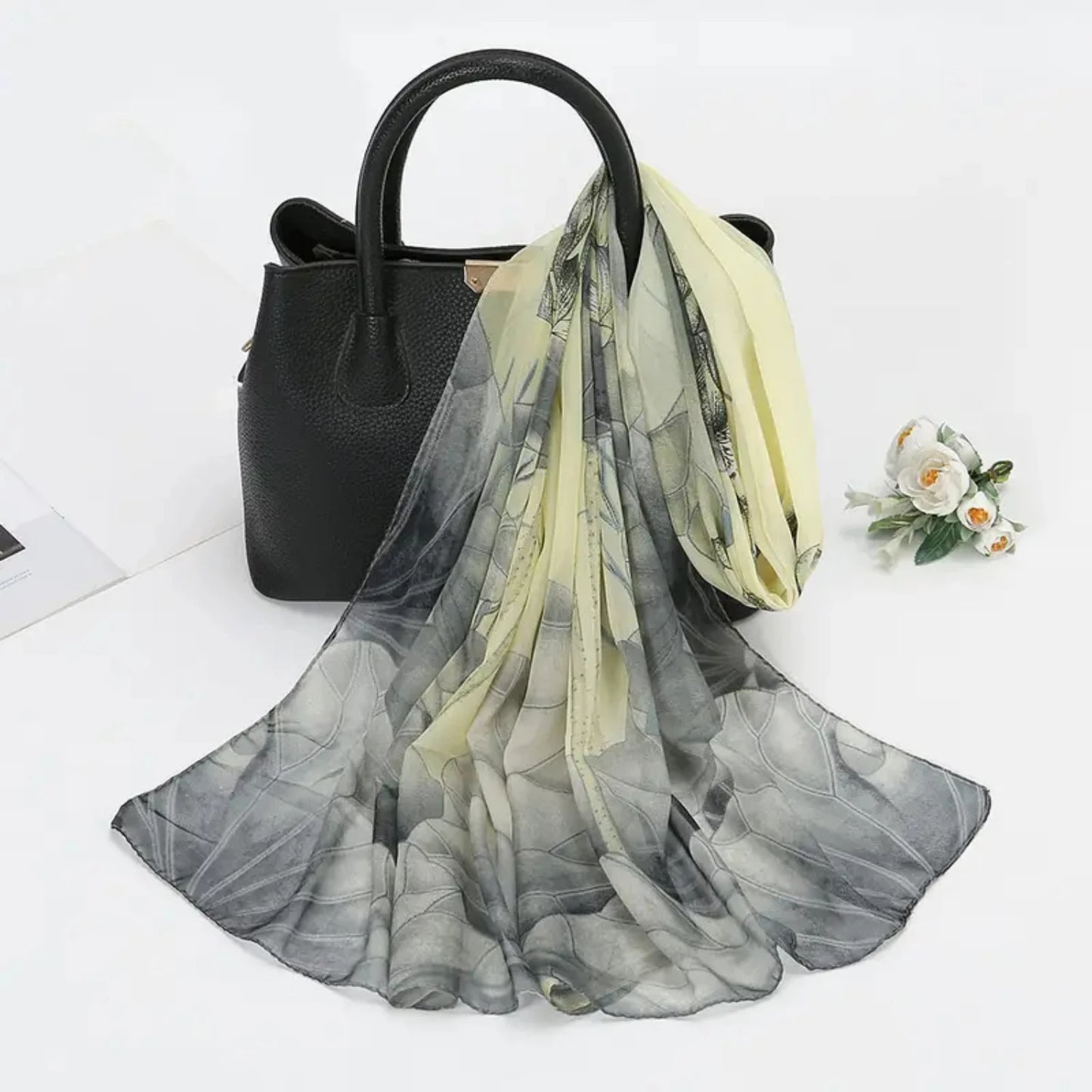 Elegant Floral Print Lightweight Scarf Shawl for Women - Stylish Fashion Scarves for Sun Protection & Trendy Look