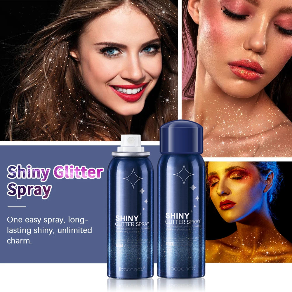 Hair, Body Glitter Spray Long Lasting  Starry Highlighter Glitter Spray Shimmery Face