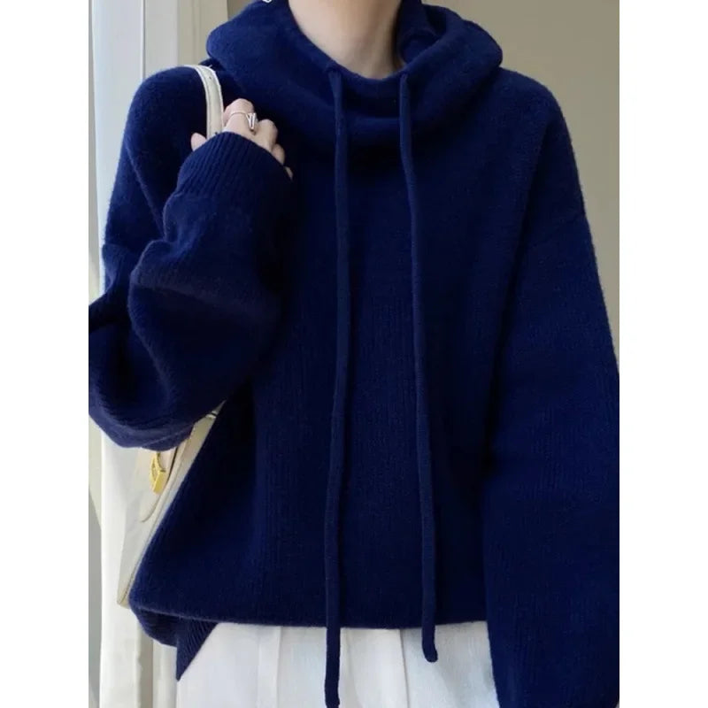 Comfortable Soft And Supple Hooded Thickened Knit Top Autumn/Winter New Style Warm Slimming Versatile Sweater Jacket